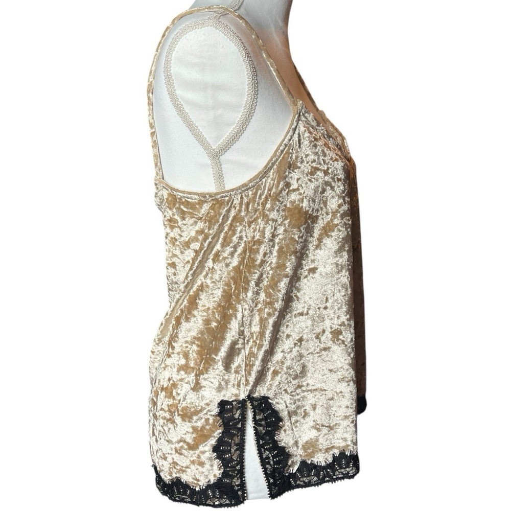 Women's Hayden Sz Small Crushed Velvet Tank Black Lace Detail Y2K 90s Whimsical - Picture 4 of 6
